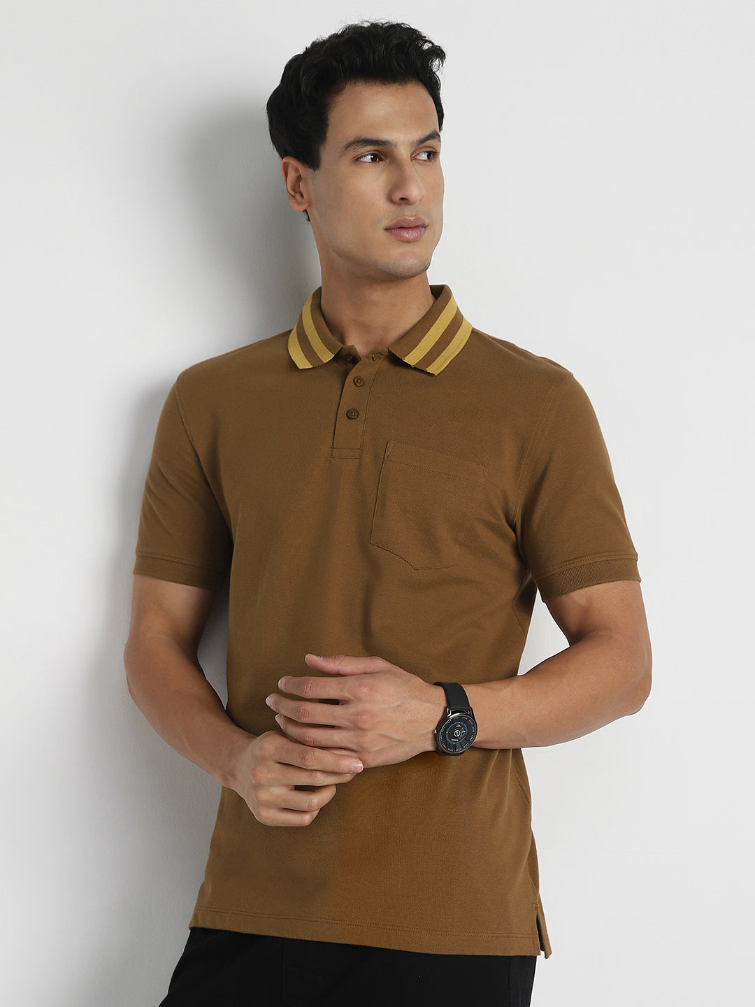 Striped Collar Polo T-Shirt