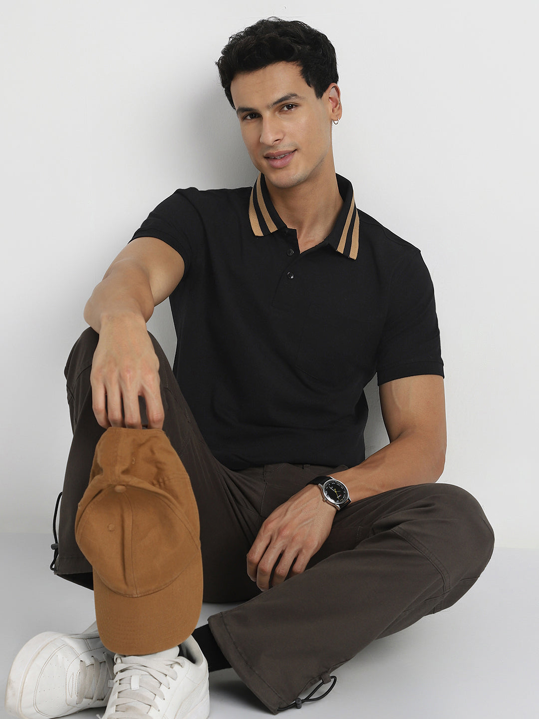 Striped Collar Polo T-Shirt