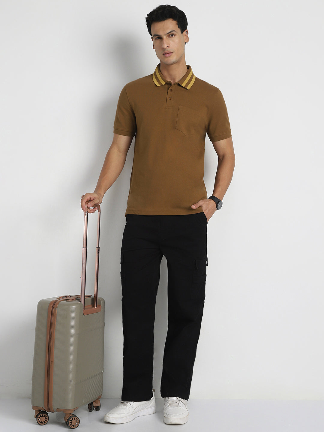 Striped Collar Polo T-Shirt