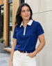 Women’s Contrast Collar Zip-Up Polo T-Shirt