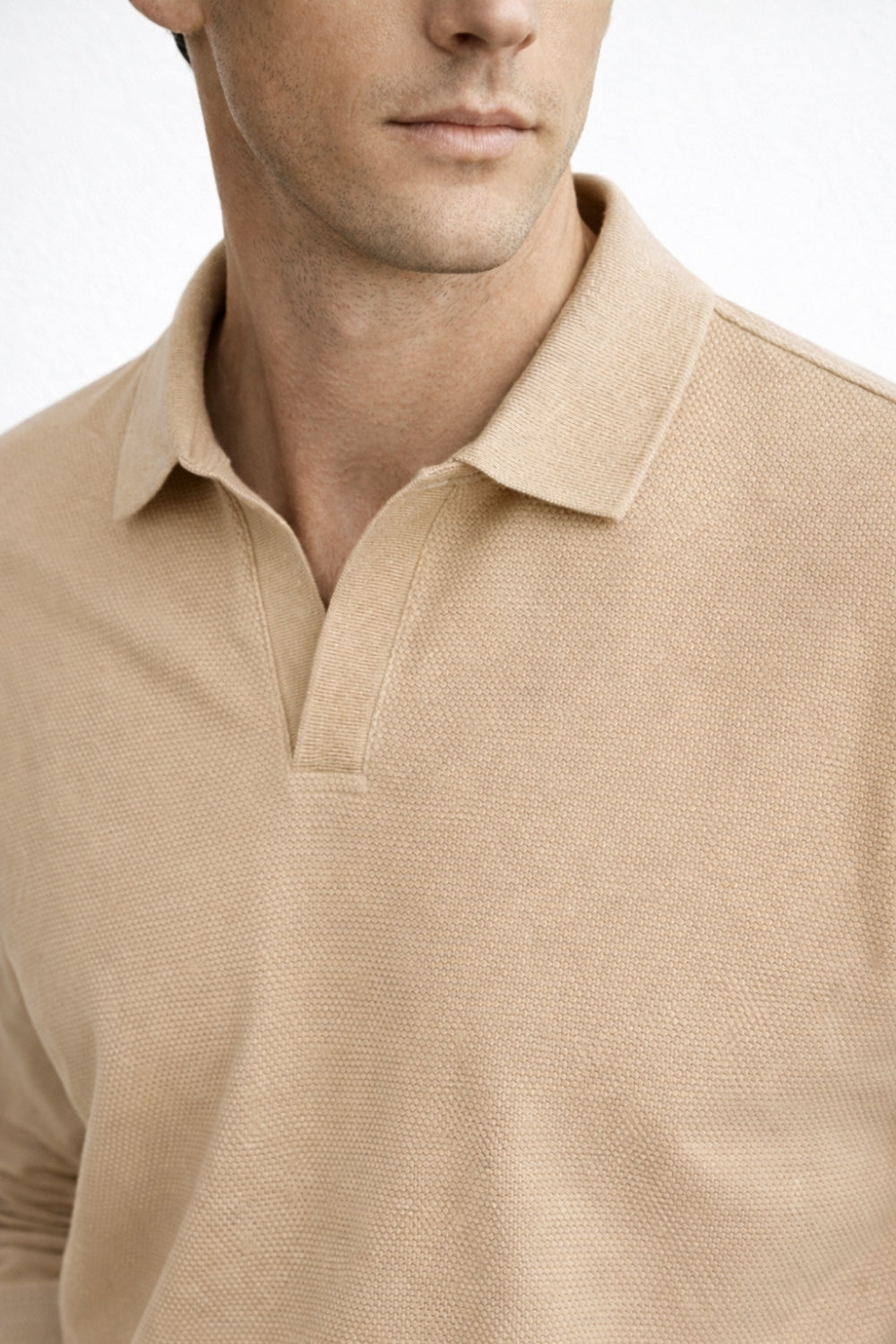 Popcorn Textured Full Sleeve Polo T-Shirt