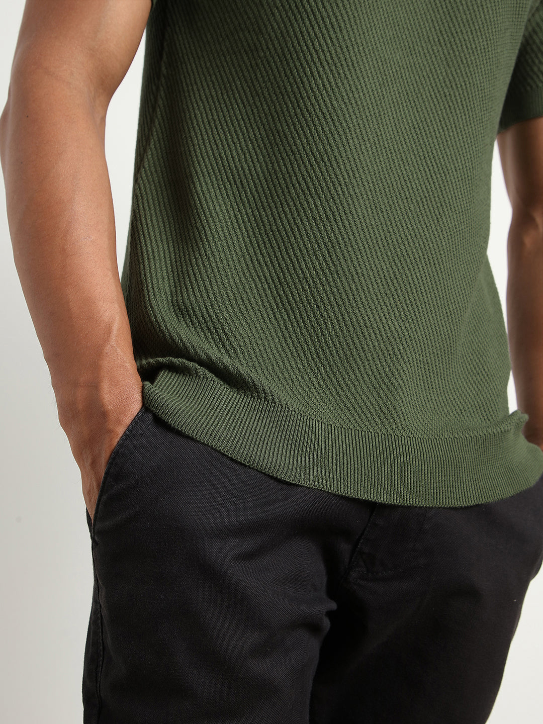 Cascade Zip Textured Polo T-Shirt