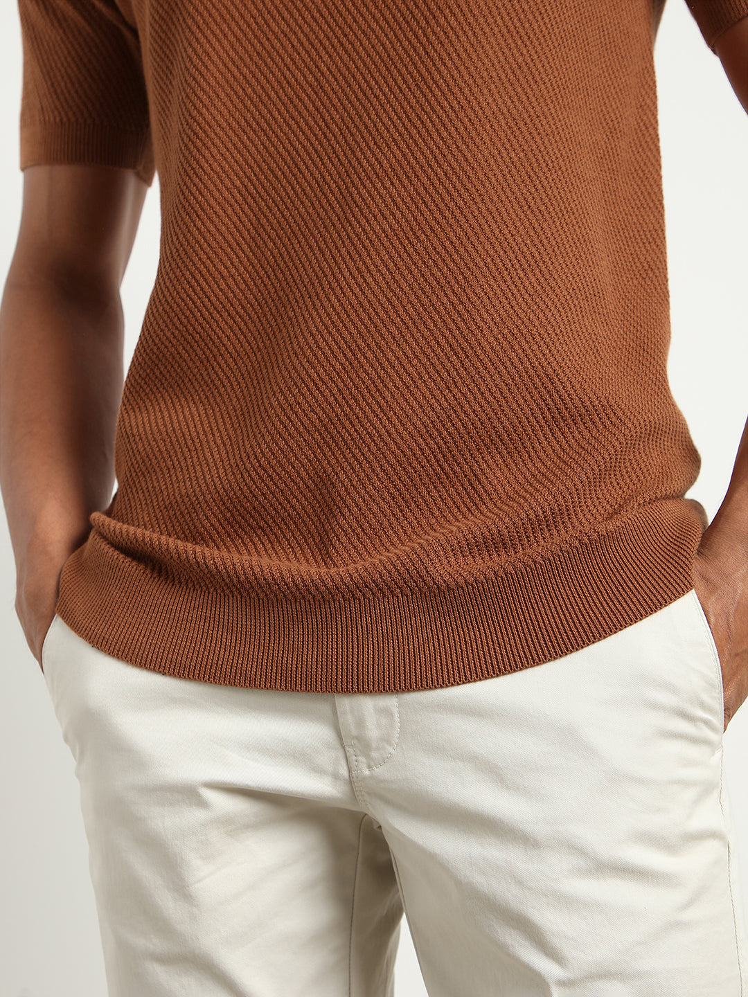 Cascade Zip Textured Polo T-Shirt