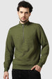Avocado Zigzag  Quilted Zip-Up Sweatshirt