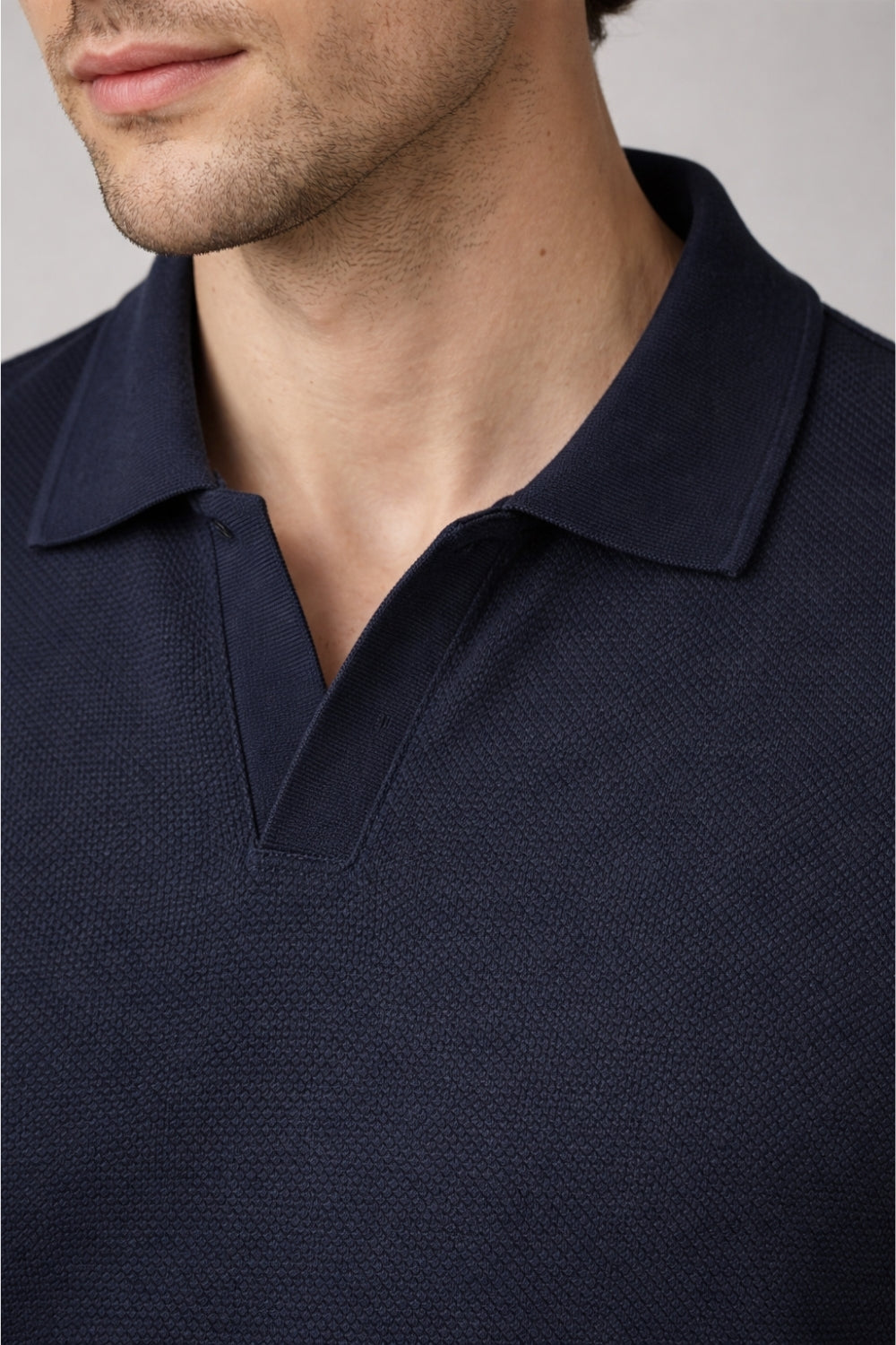 Popcorn Textured Full Sleeve Polo T-Shirt