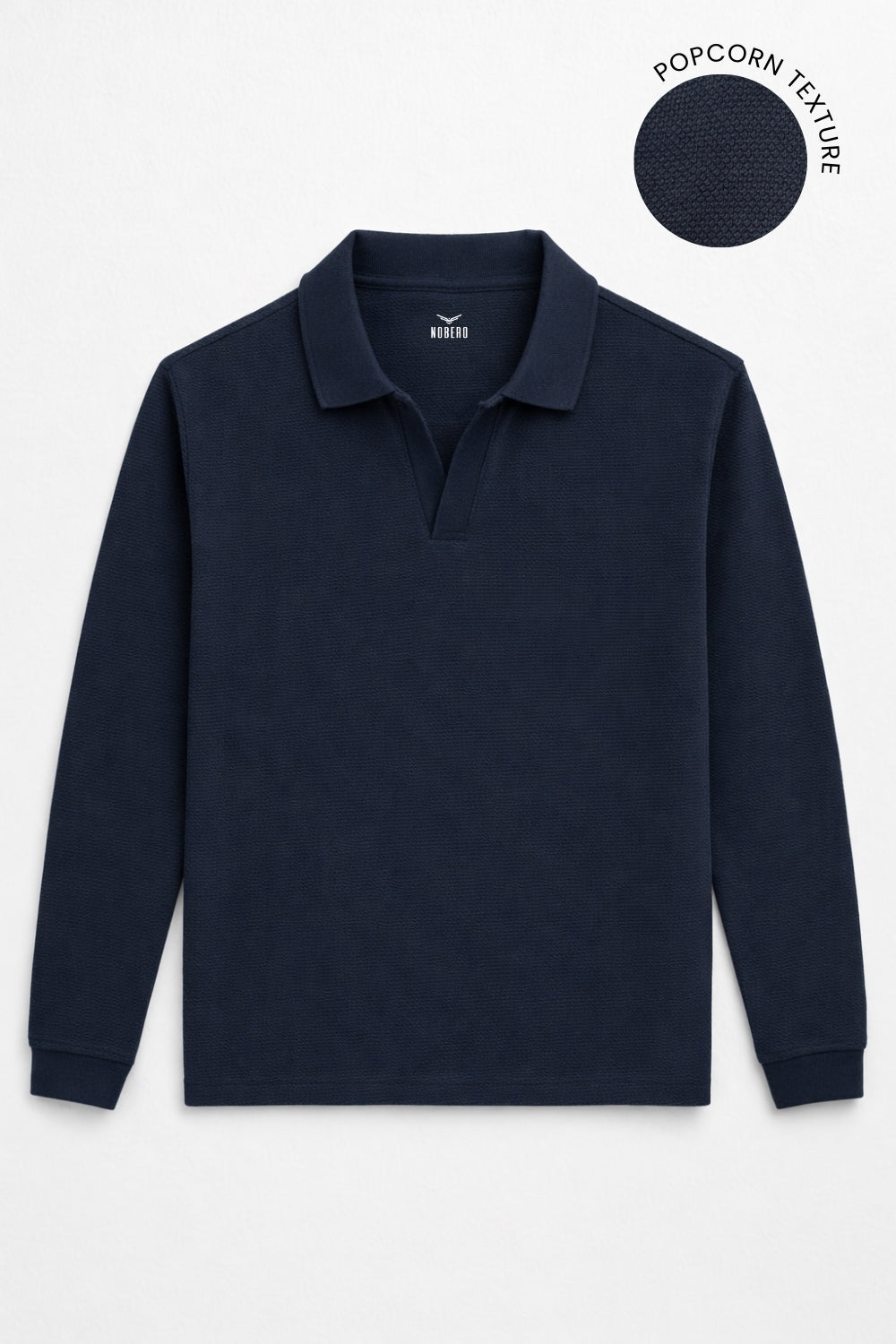 Popcorn Textured Full Sleeve Polo T-Shirt