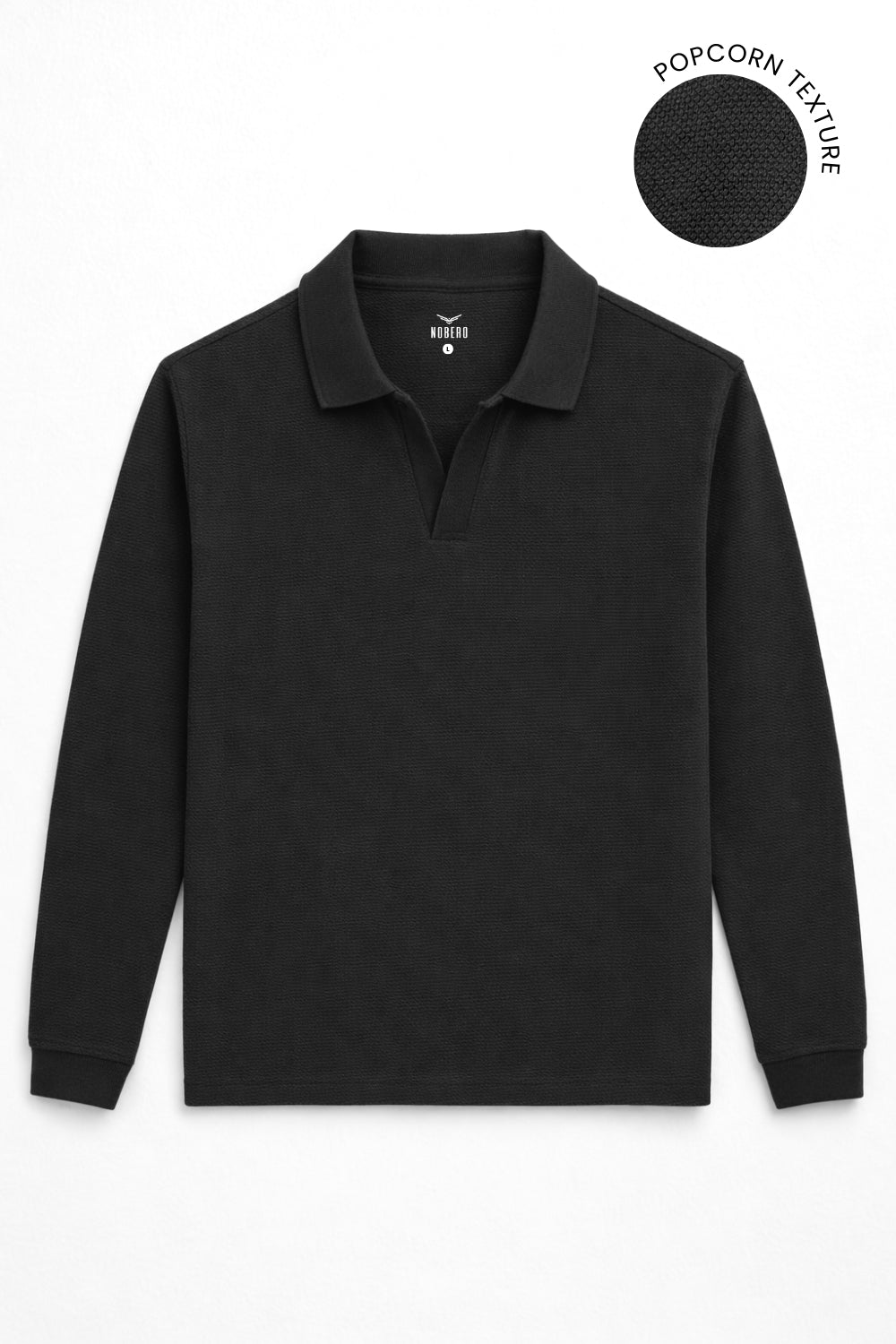 Popcorn Textured Full Sleeve Polo T-Shirt