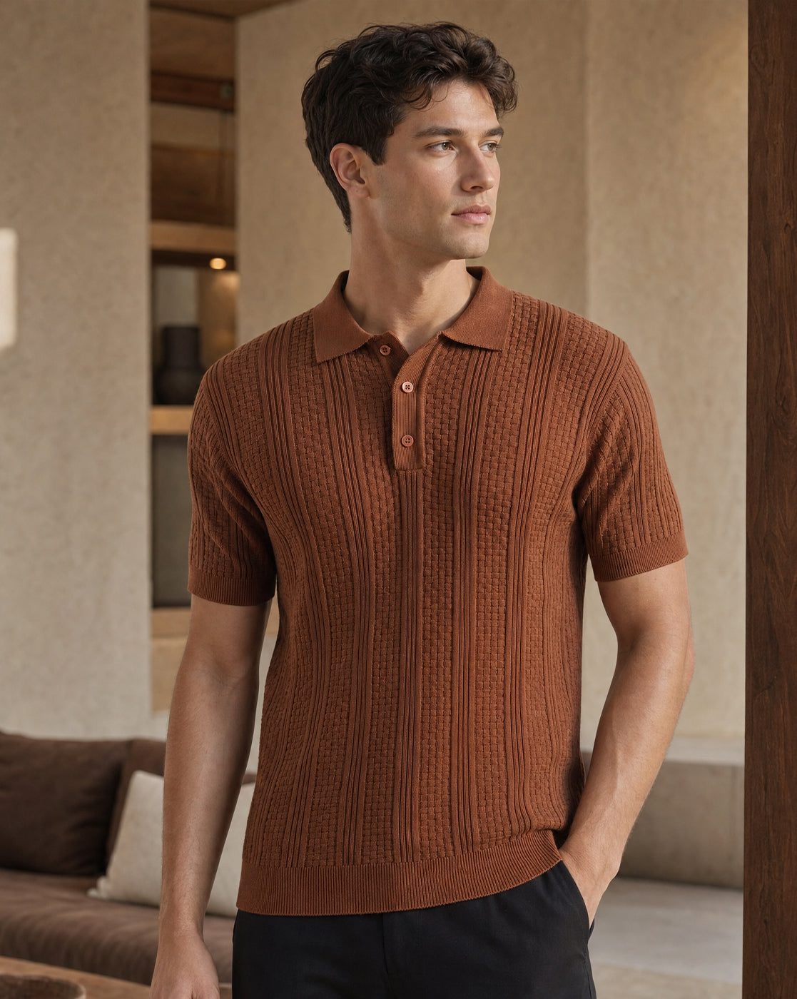 Oxford Textured Polo T-Shirt