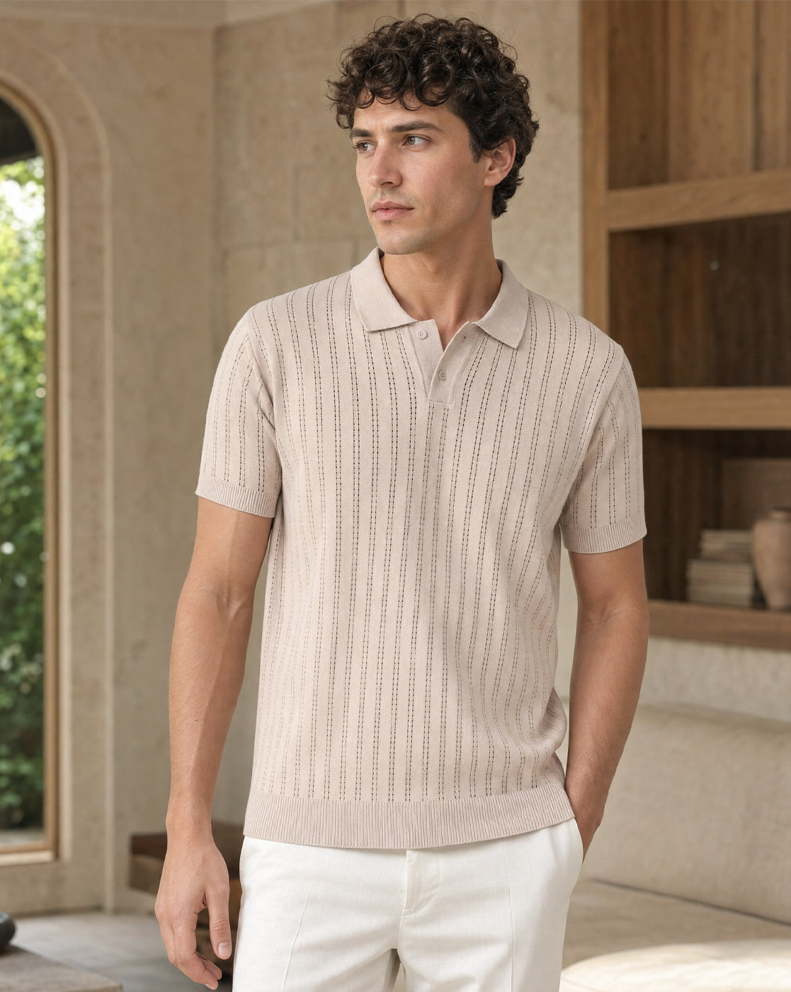 Drop Needle Textured Polo T-Shirt