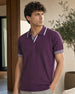 Grid Knit Textured Polo T-Shirt