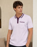 Contrast Collar Textured Polo T-Shirt