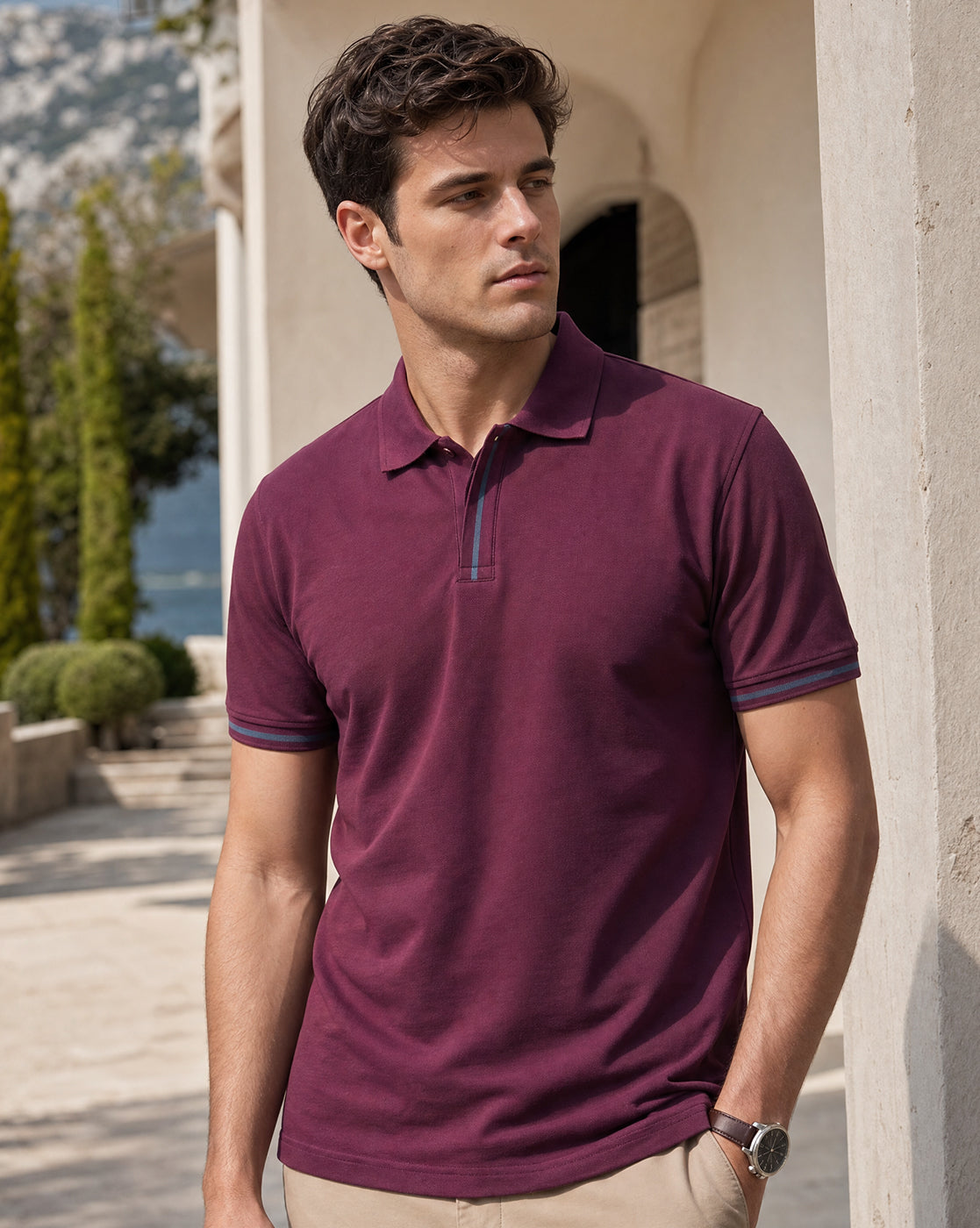 Contrast Tipped Polo T-Shirt