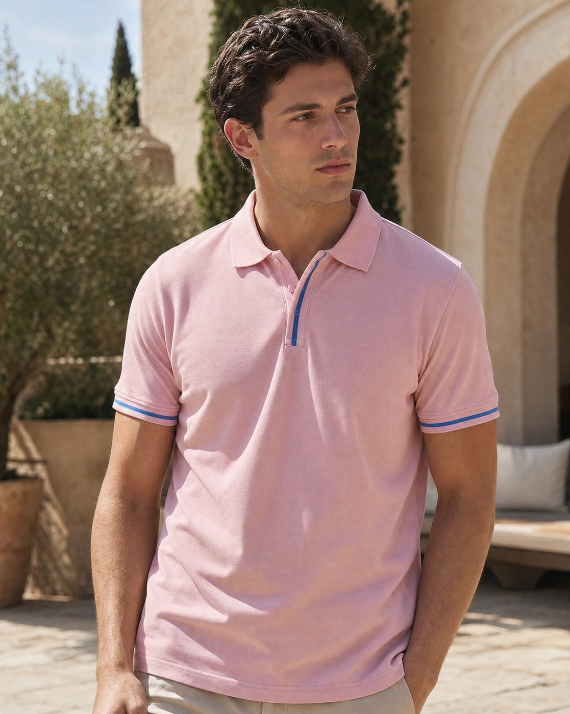 Contrast Tipped Polo T-Shirt
