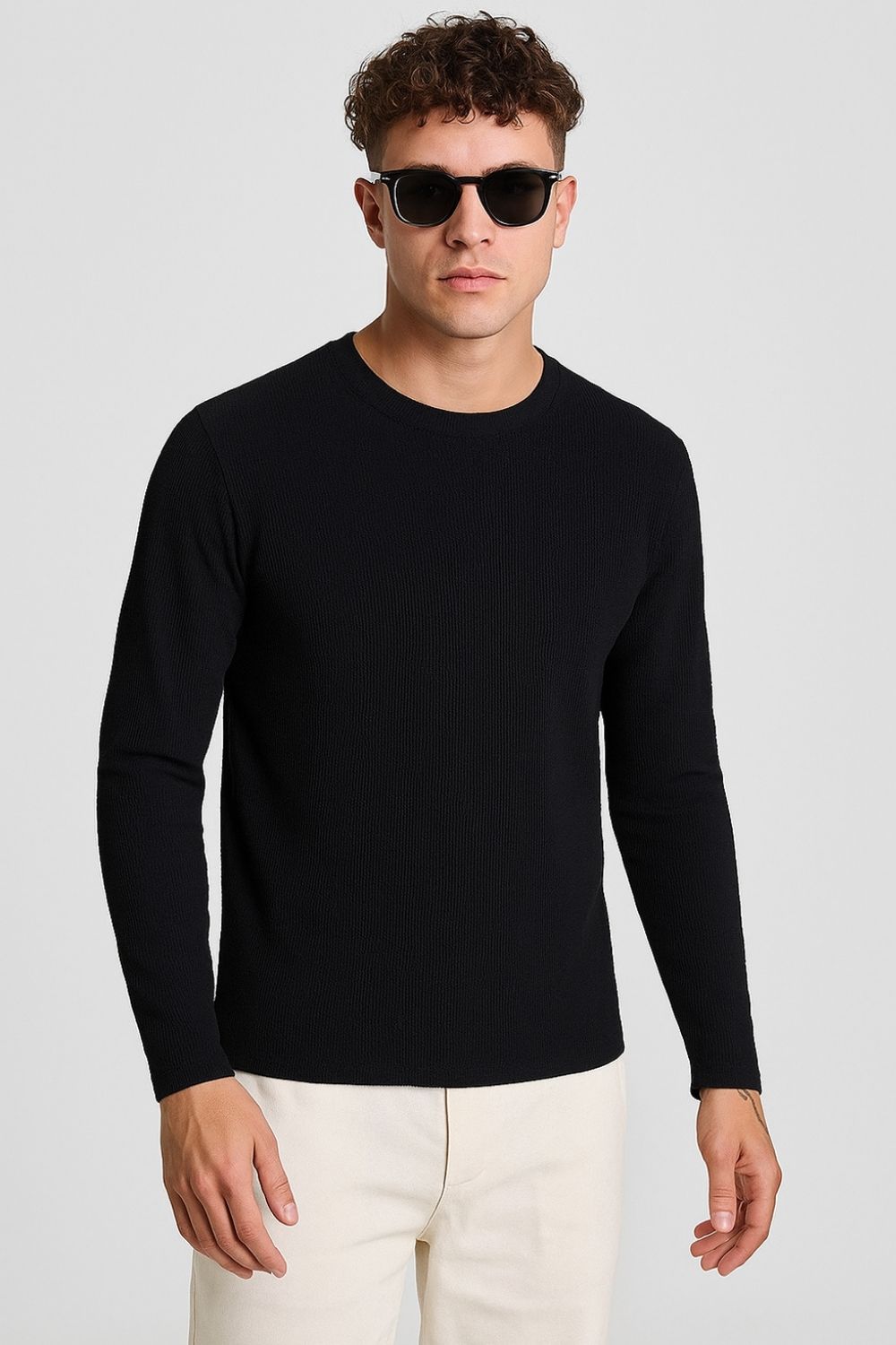 Popcorn Texture Full Sleeve T-Shirt