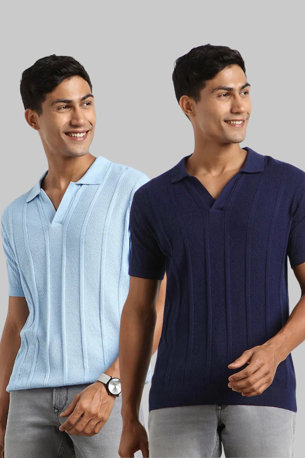 Urban Textured Polo T-Shirt Pack of 2