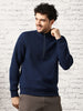 Midnight Blue Chevron  Quilted Zip-Up Sweatshirt