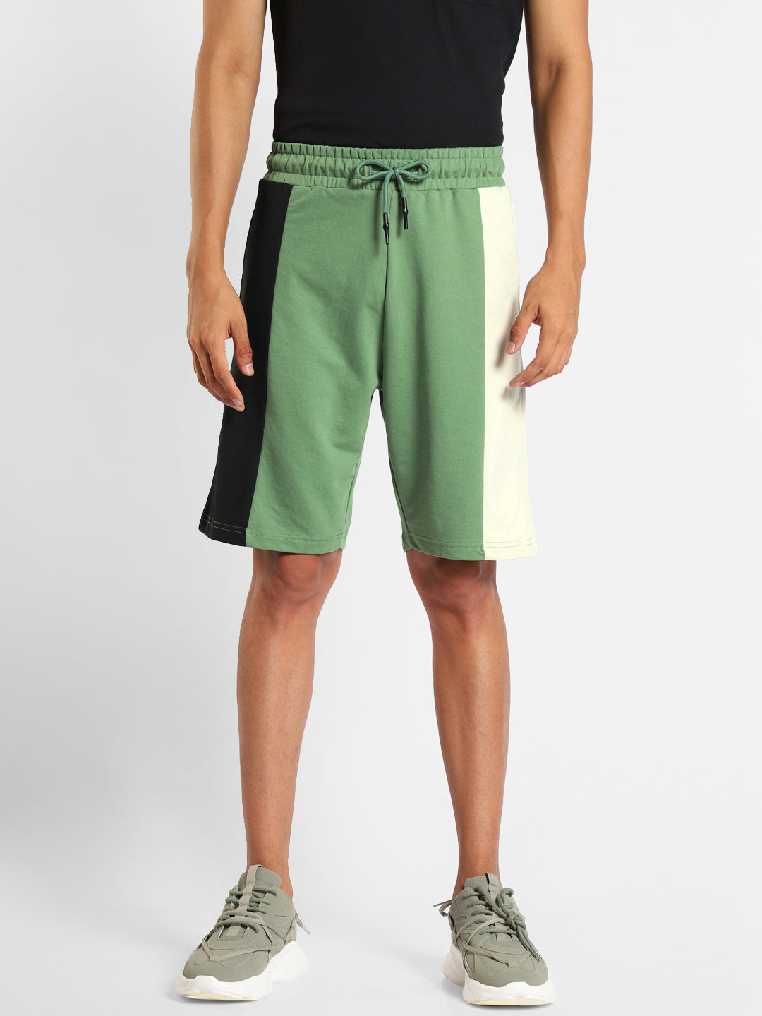 Green Colorblocked Shorts