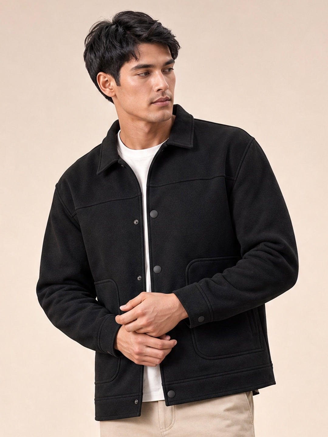 Men’s Regular Fit Knitted Suede Shacket