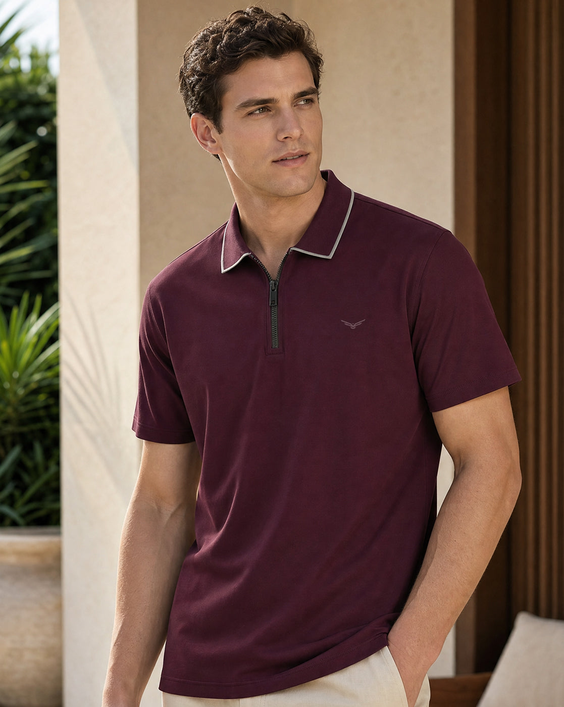 Zip Collar Polo T-Shirt