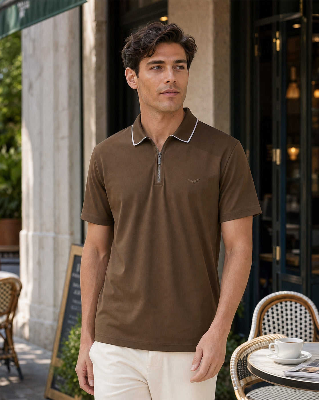 Zip Collar Polo T-Shirt