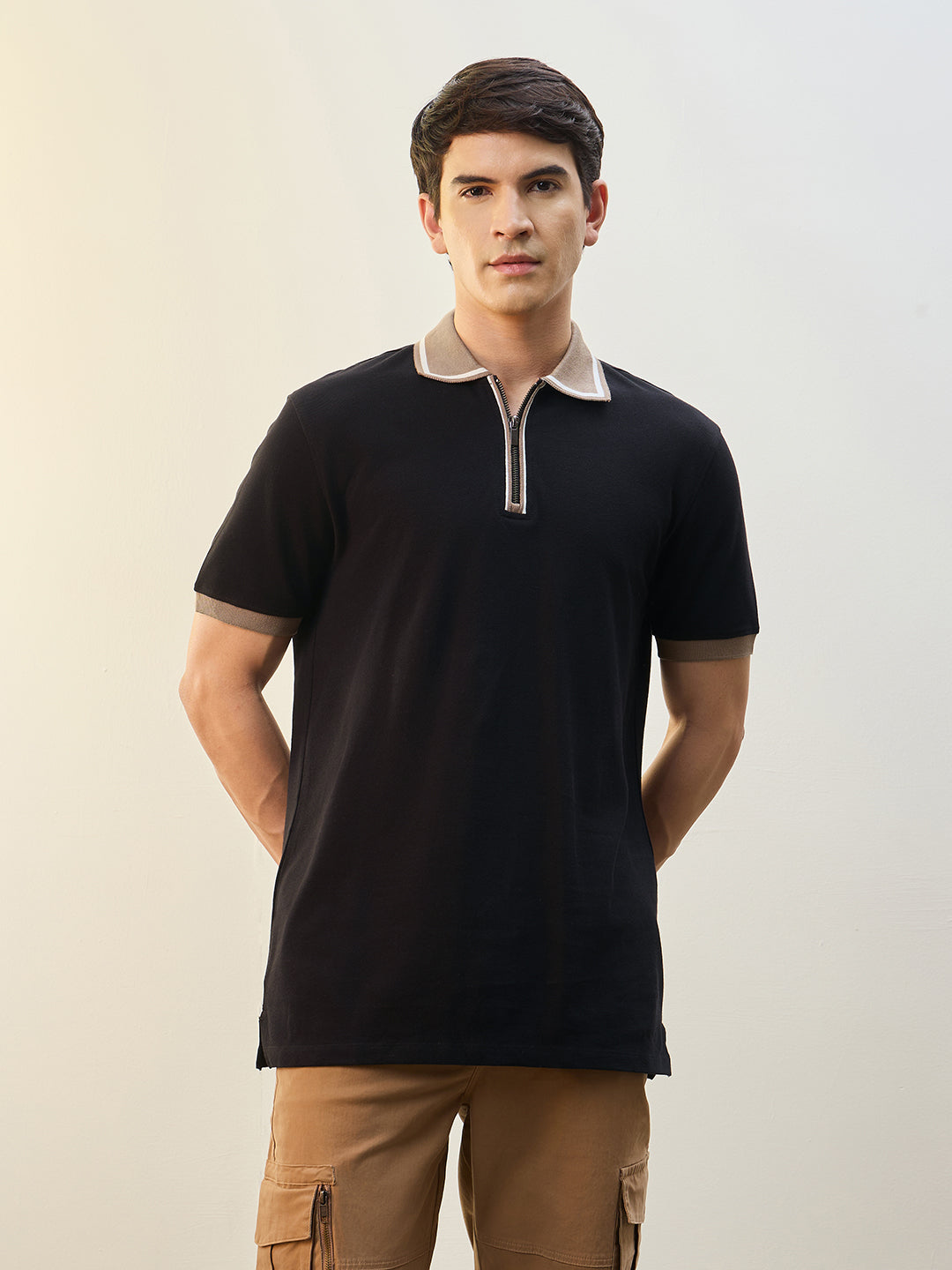 Zipper Collar Polo T-Shirt