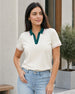 Women’s Contrast Johnny Collar Polo T-Shirt