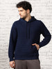 Midnight Blue Striped Quilted Hoodie