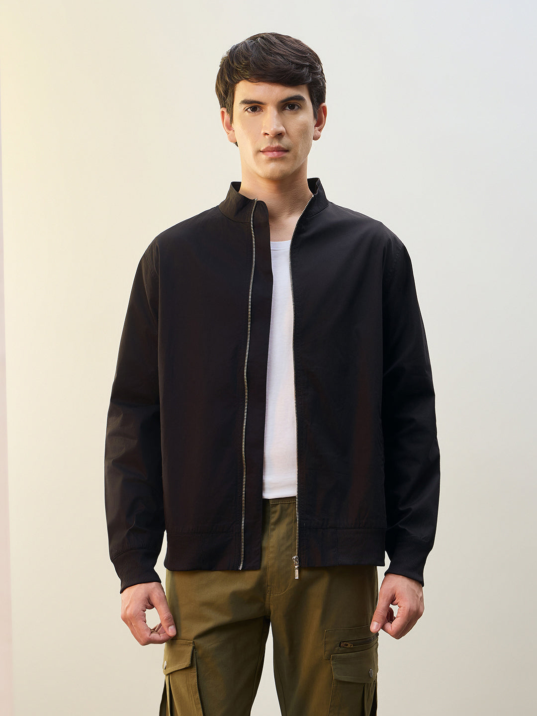 Mock Neck Bomber Jacket