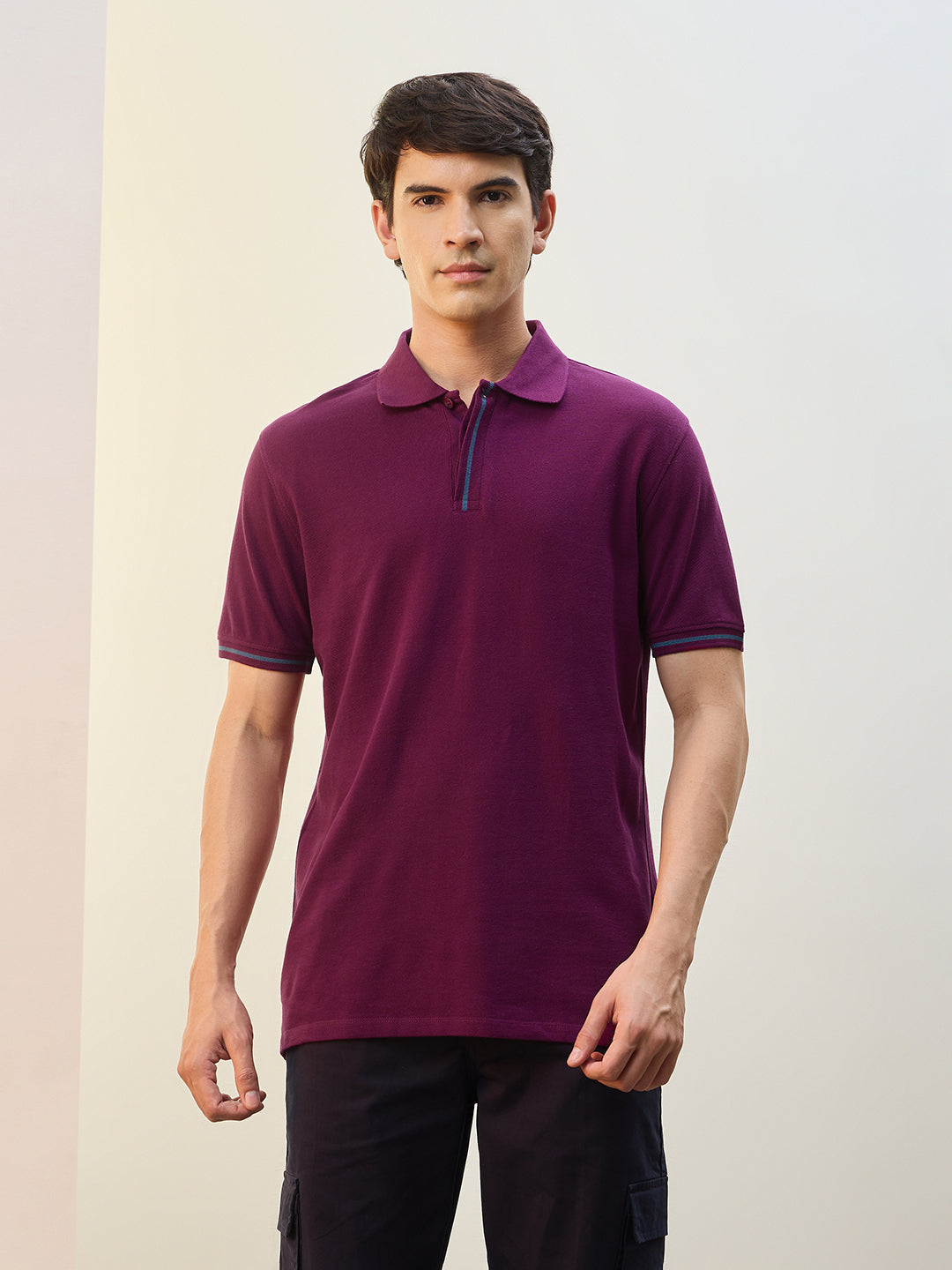 Contrast Tipped Polo T-Shirt