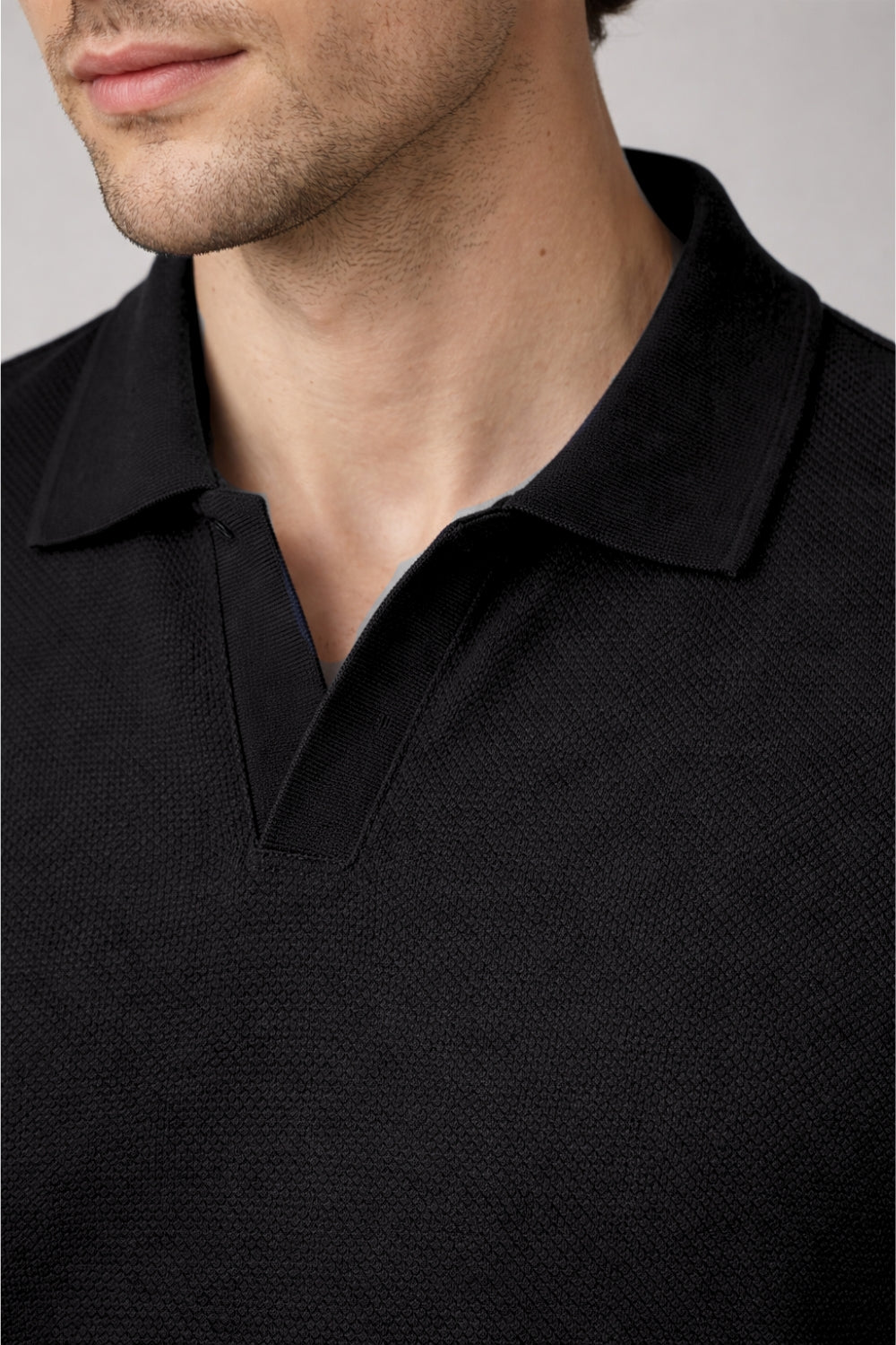 Popcorn Textured Full Sleeve Polo T-Shirt