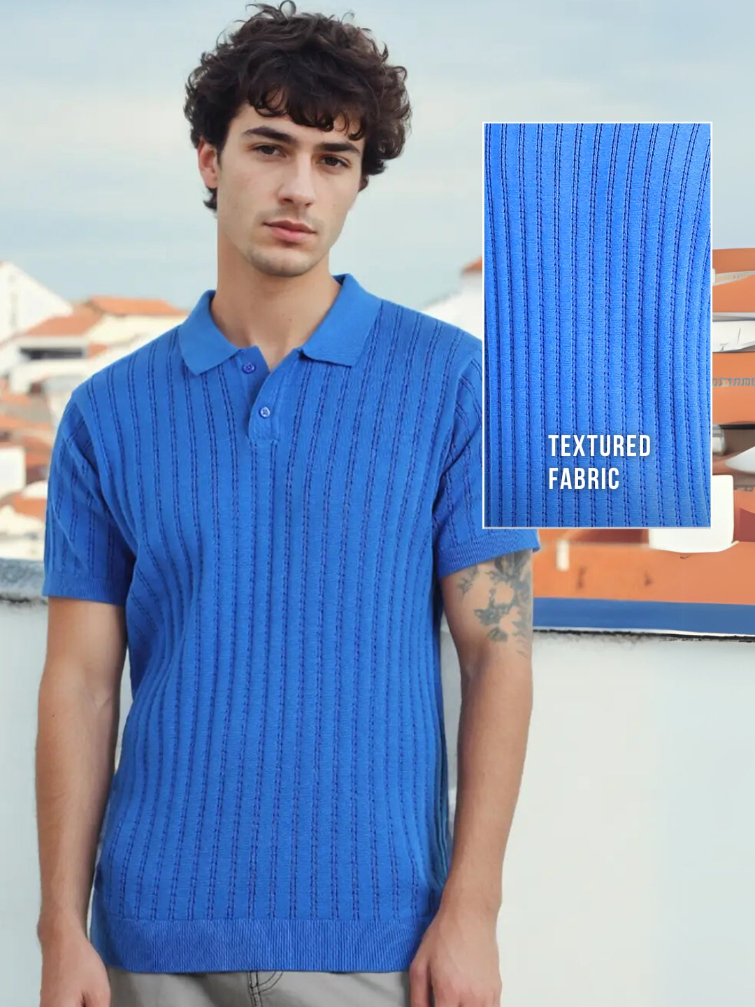 Drop Needle Textured Polo T-Shirt