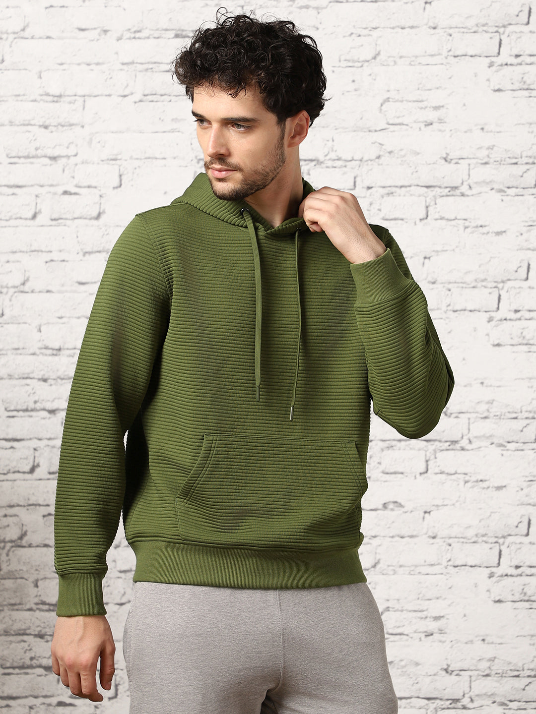Avocado Striped Quilted Hoodie