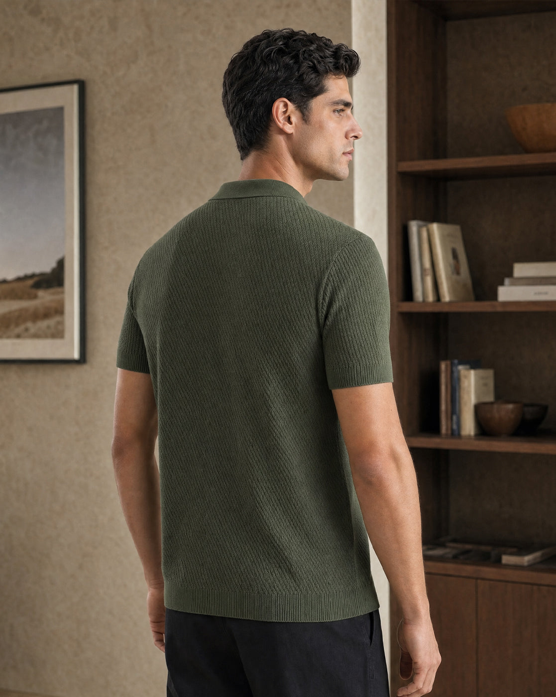 Cascade Zip Textured Polo T-Shirt