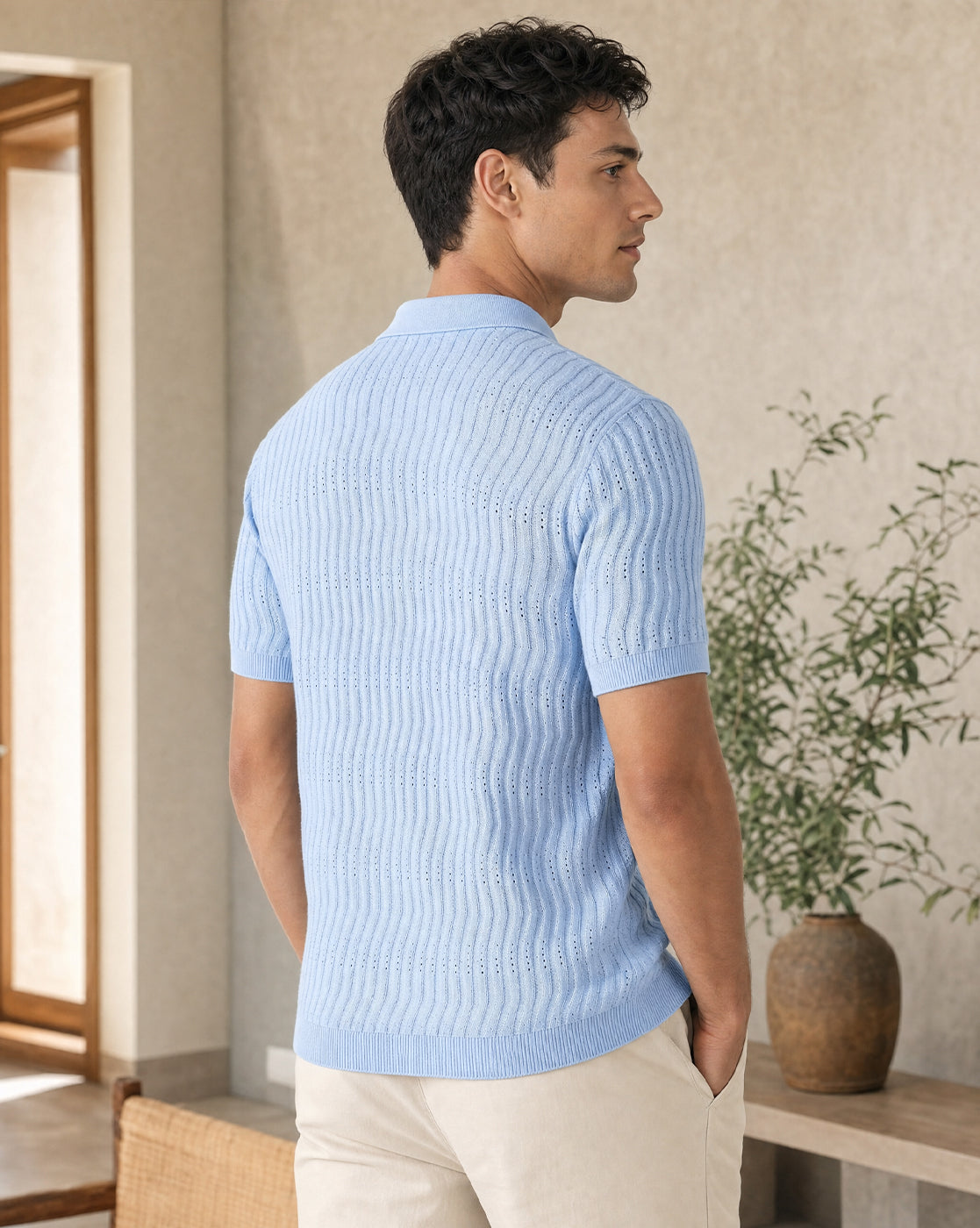 Oceanic Knit Textured Polo T-Shirt