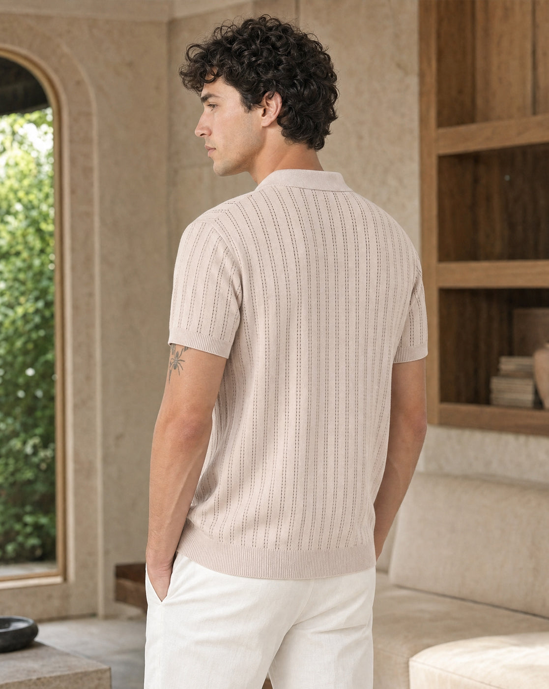Drop Needle Textured Polo T-Shirt