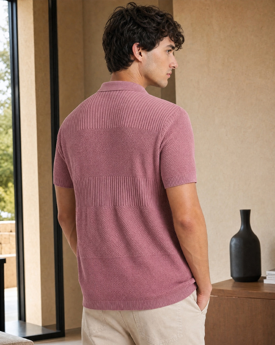 Multi Textured Polo T-Shirt