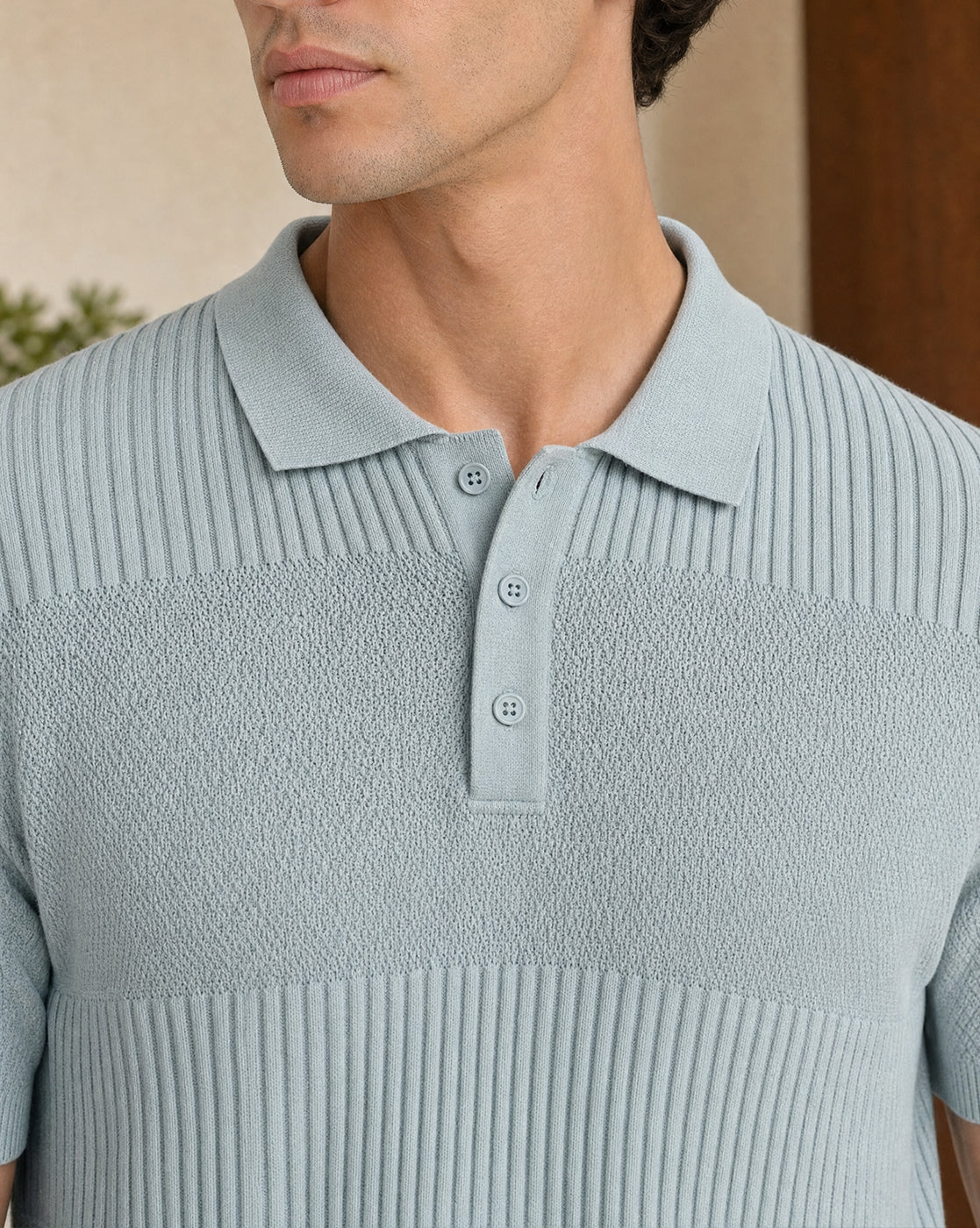 Multi Textured Polo T-Shirt