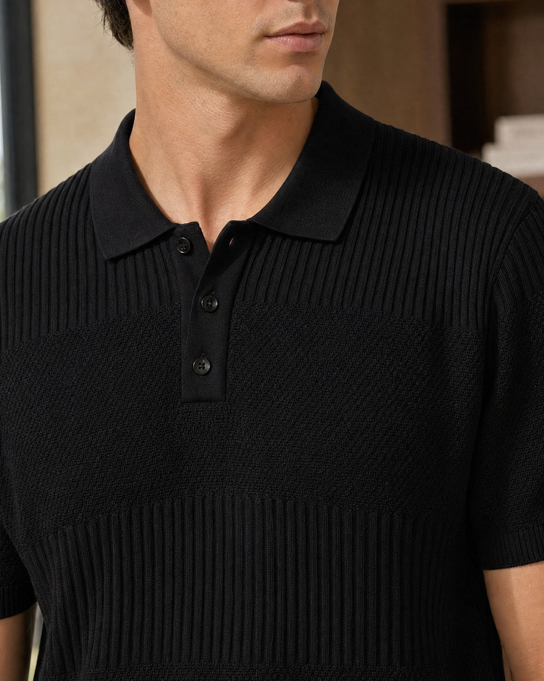 Multi Textured Polo T-Shirt