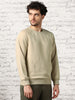Pale Khaki Checked Quilted Sweatshirt