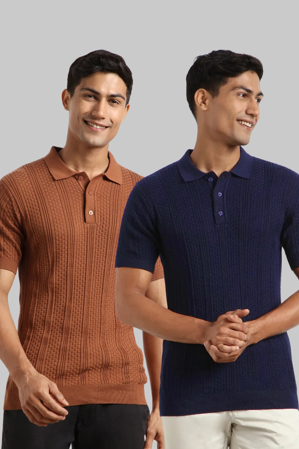 Oxford Textured Polo T-Shirt Pack of 2