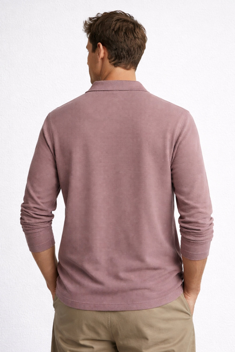 Popcorn Textured Full Sleeve Polo T-Shirt