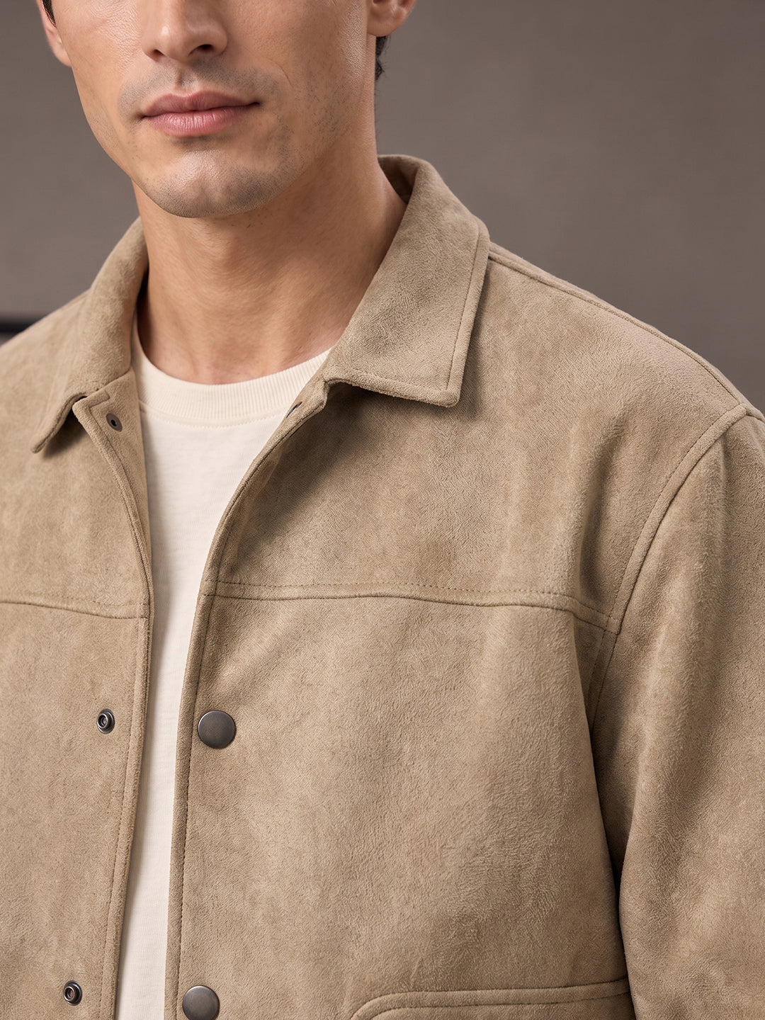 Men’s Regular Fit Knitted Suede Shacket