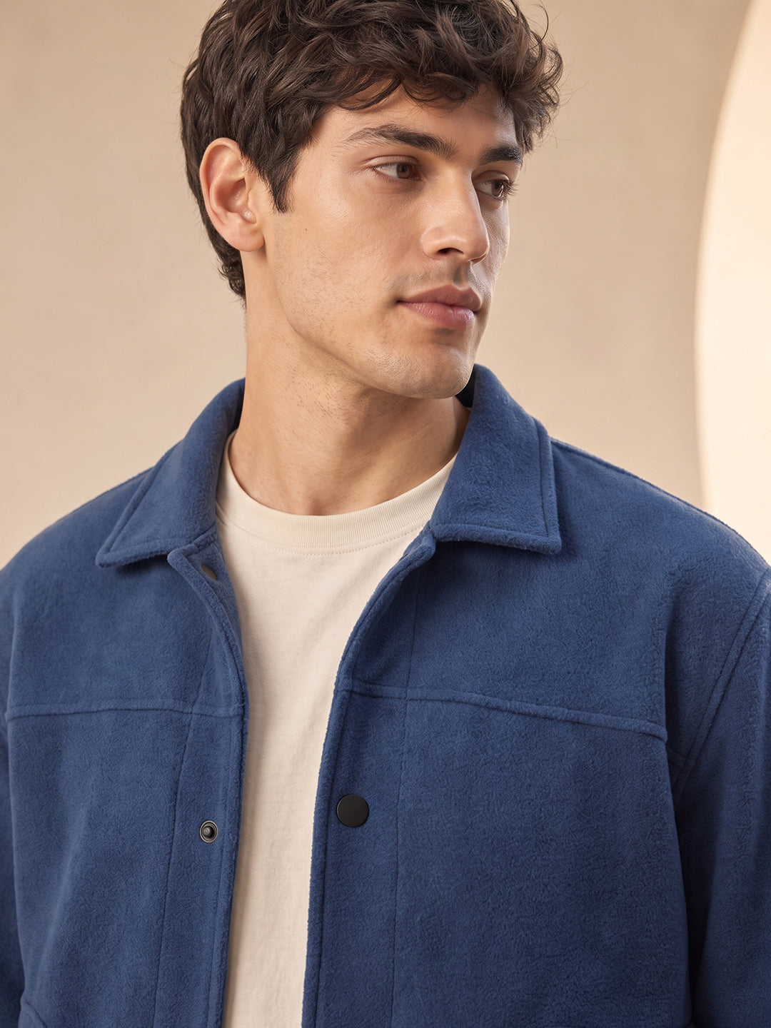 Men’s Regular Fit Knitted Suede Shacket