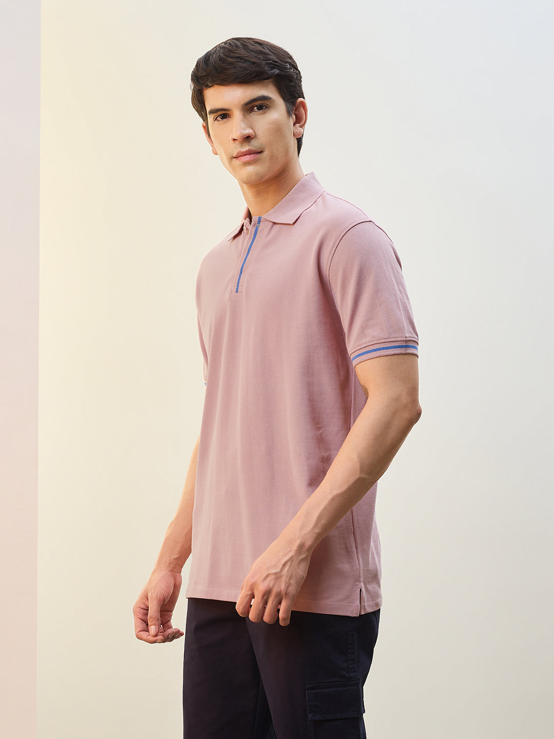 Contrast Tipped Polo T-Shirt