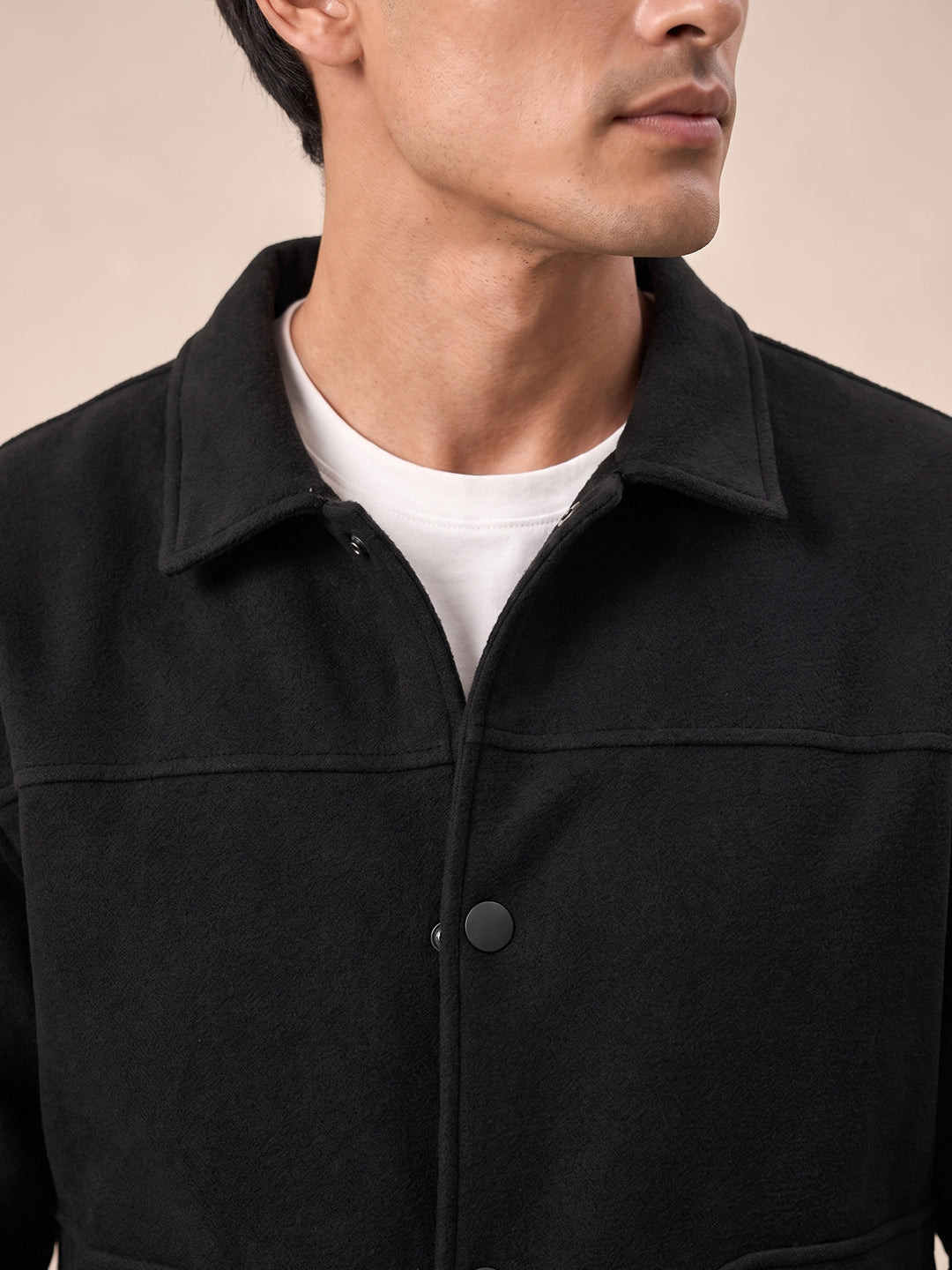 Men’s Regular Fit Knitted Suede Shacket