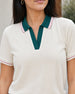 Women’s Contrast Johnny Collar Polo T-Shirt
