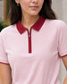Women’s Contrast Collar Zip-Up Polo T-Shirt