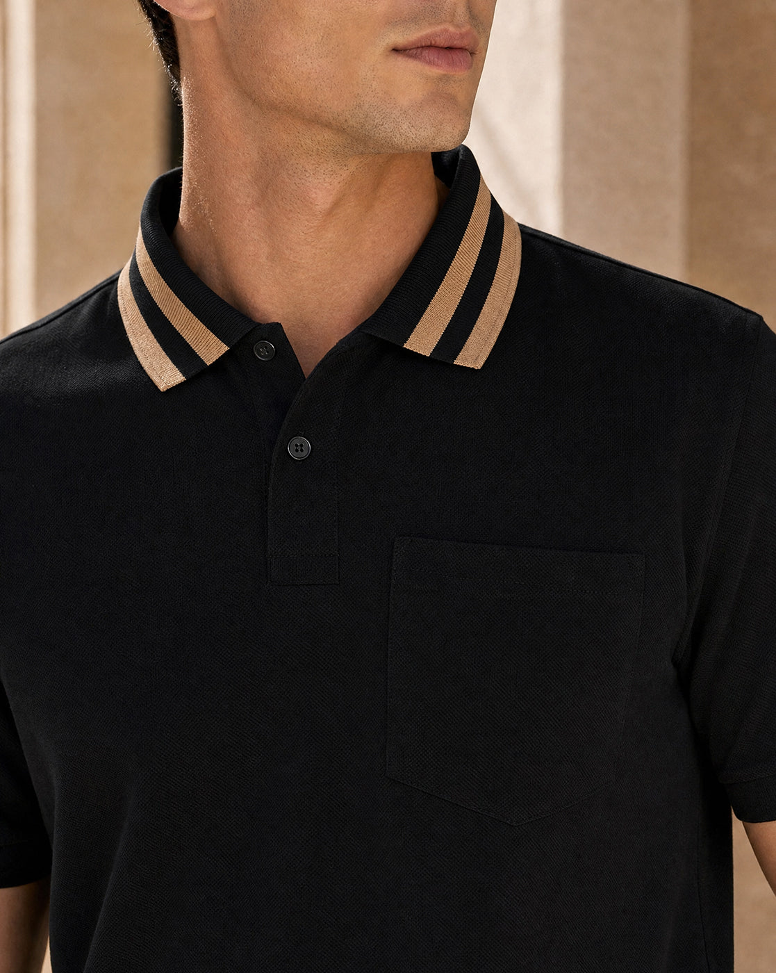 Striped Collar Polo T-Shirt
