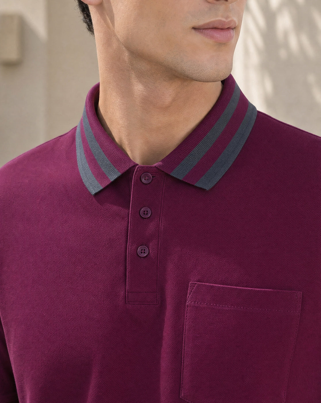Striped Collar Polo T-Shirt