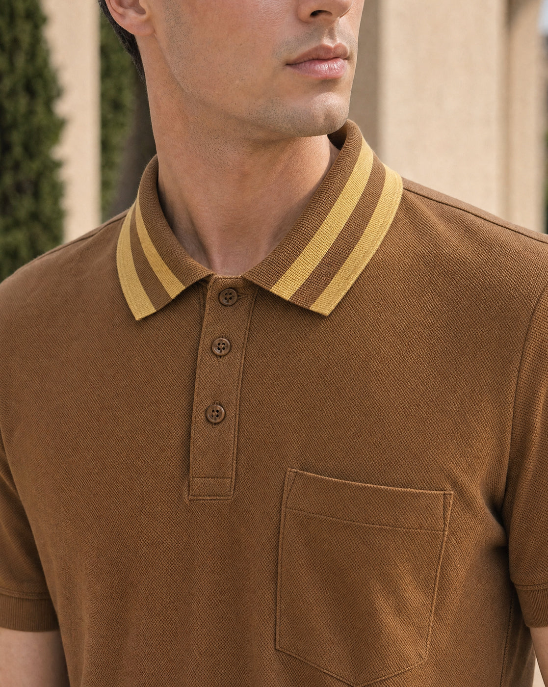 Striped Collar Polo T-Shirt